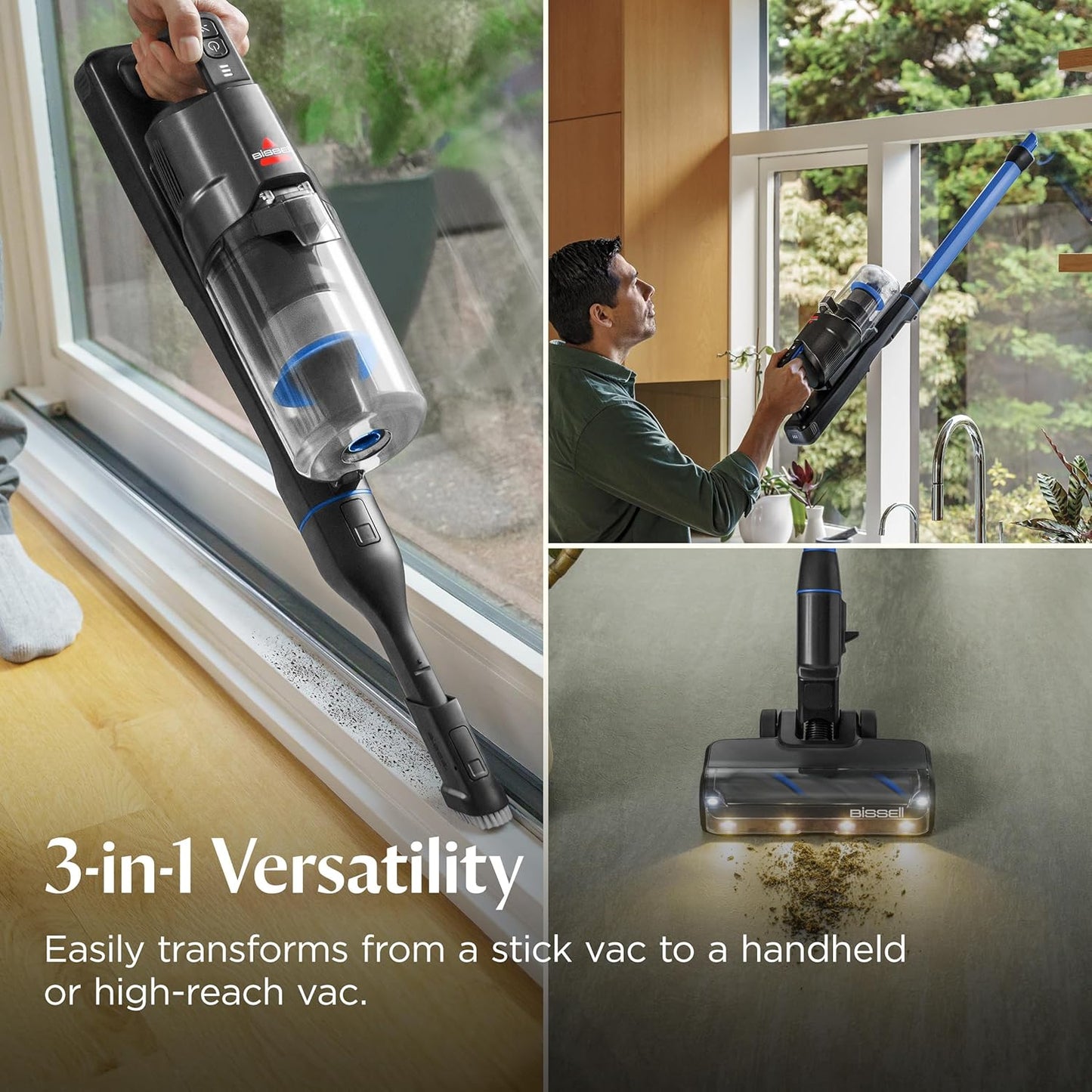 Bissell Powerclean Furfinder 200W Self-Standing Cordless Vacuum, 4052 | Bright Headlights; Wall Mount; Removable Battery; Upholstery Tool; Self-Standing for Easy Storage