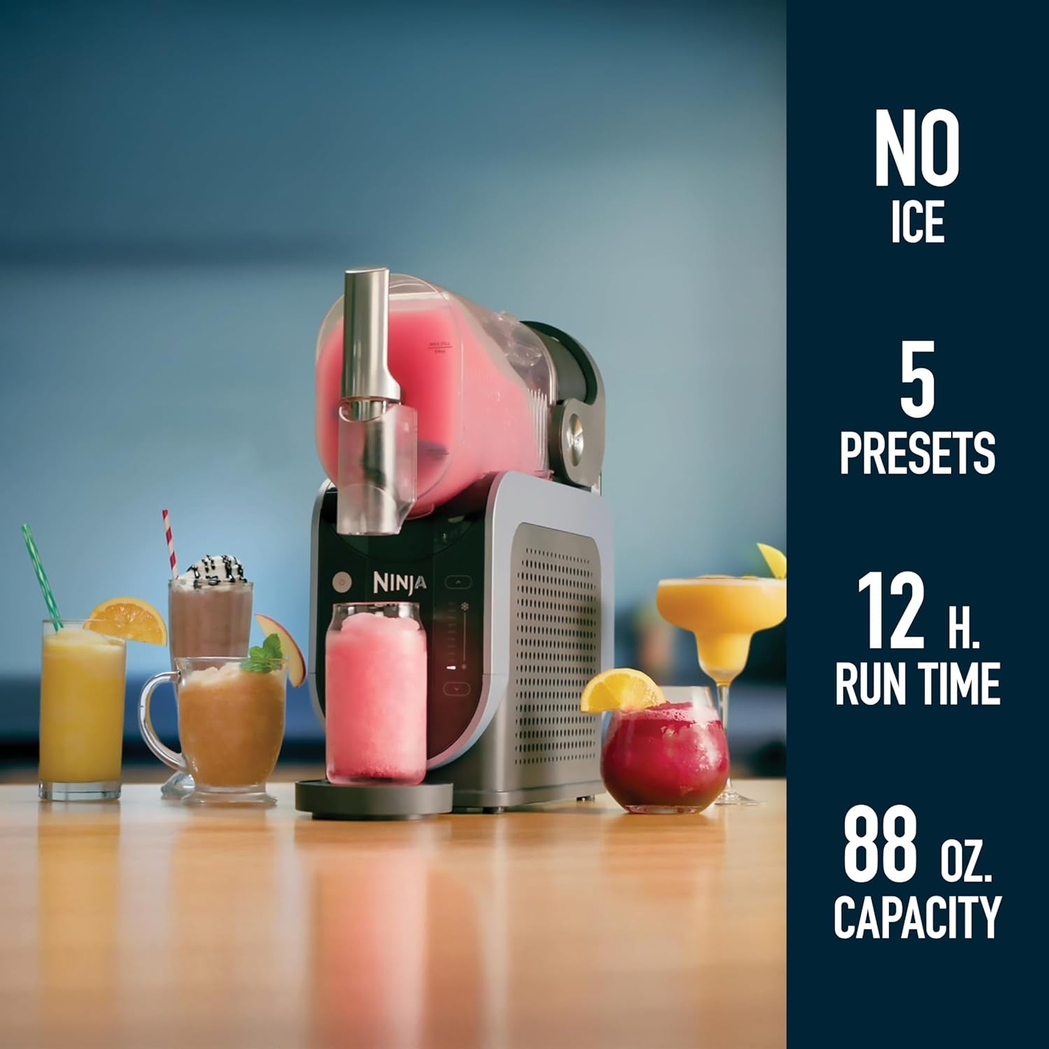 Ninja Slushi Professional Drink Maker, 7+ Servings, Black, FS301 | No Ice Needed, 5 Preset Programs, Rapid Chill Technology, 7+ Servings, 88-Oz Easy-Fill Vessel, Dishwasher Safe Parts