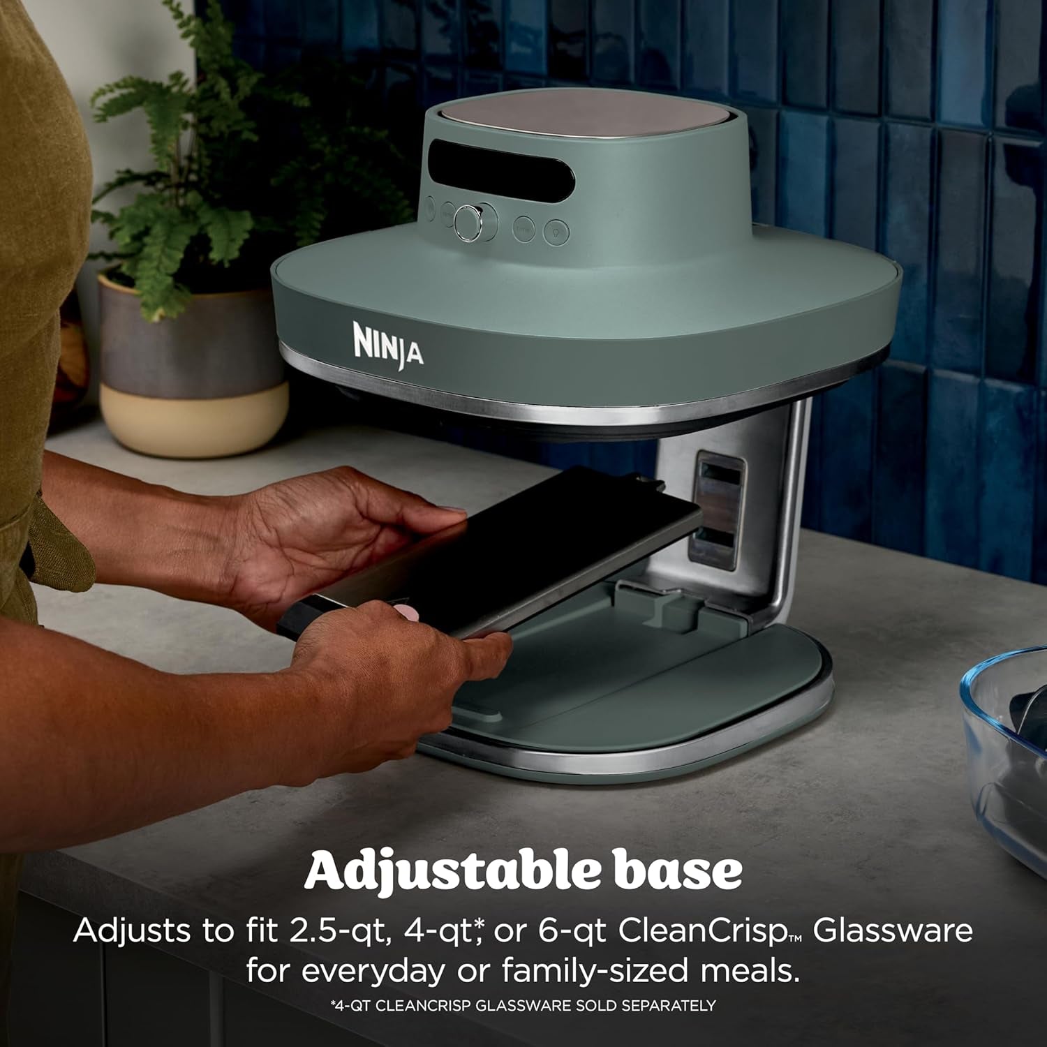 Ninja Crispi Pro Glass Air Fryer, 6-In-1, Ash Grey, AS101DG | Max Crisp, Air Fry, Bake, Roast, Recrisp, Dehydrate, 1800W, 450F Max, 6Qt, 2.5Qt Containers