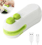 Mini Bag Sealer,2025 Upgraded 2 in 1 Mini Bag Sealer,Rechargeable Handheld Bag Sealer with Cutter and Magnet for Snack Plastic Bags Food Storage Travel (White)