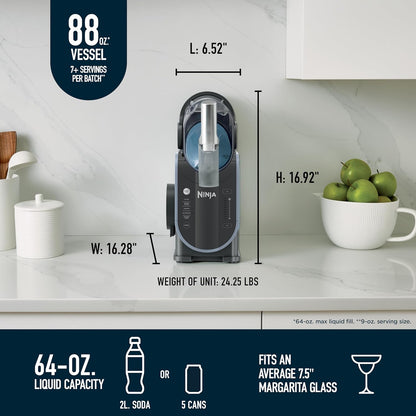 Ninja Slushi Professional Drink Maker, 7+ Servings, Black, FS301 | No Ice Needed, 5 Preset Programs, Rapid Chill Technology, 7+ Servings, 88-Oz Easy-Fill Vessel, Dishwasher Safe Parts