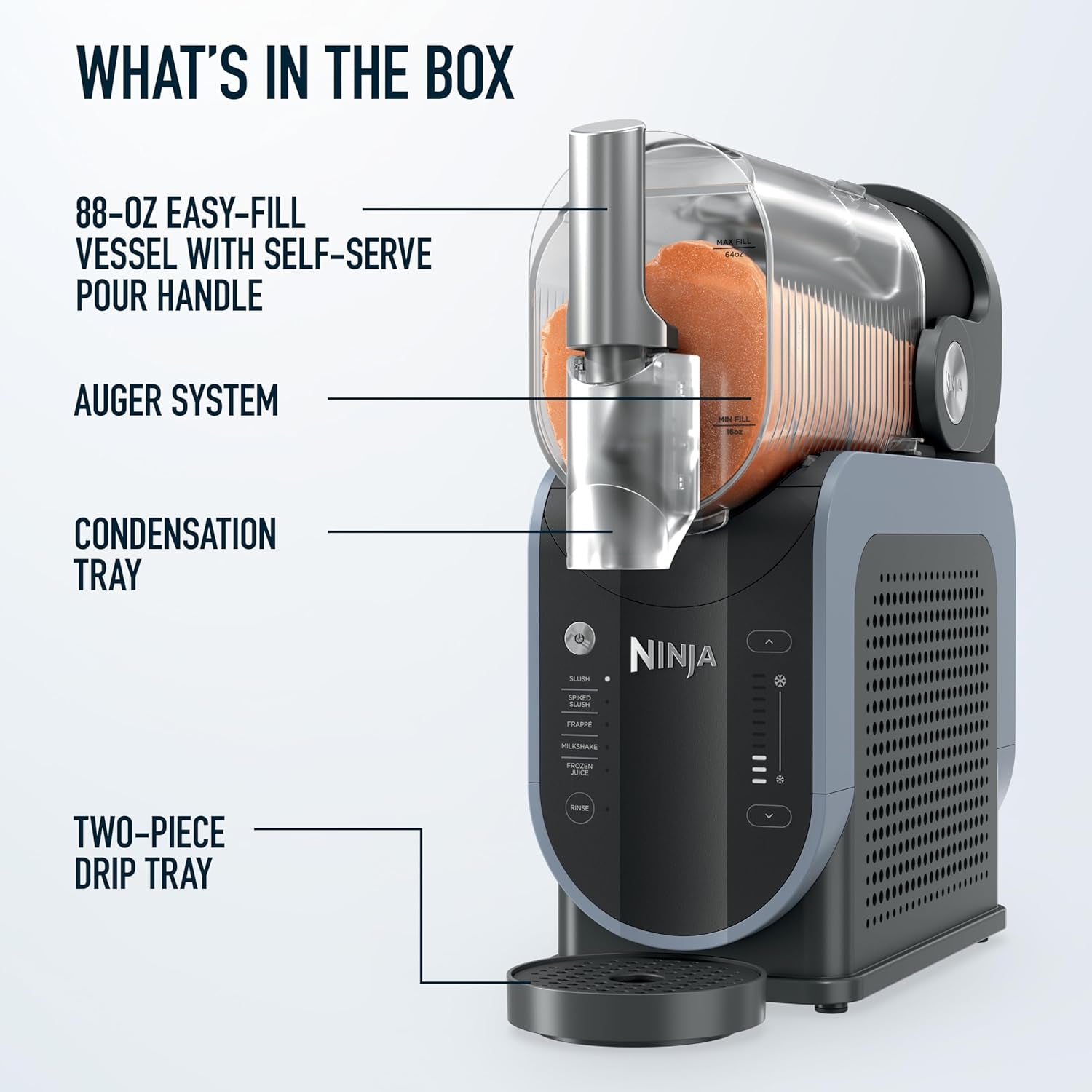 Ninja Slushi Professional Drink Maker, 7+ Servings, Black, FS301 | No Ice Needed, 5 Preset Programs, Rapid Chill Technology, 7+ Servings, 88-Oz Easy-Fill Vessel, Dishwasher Safe Parts