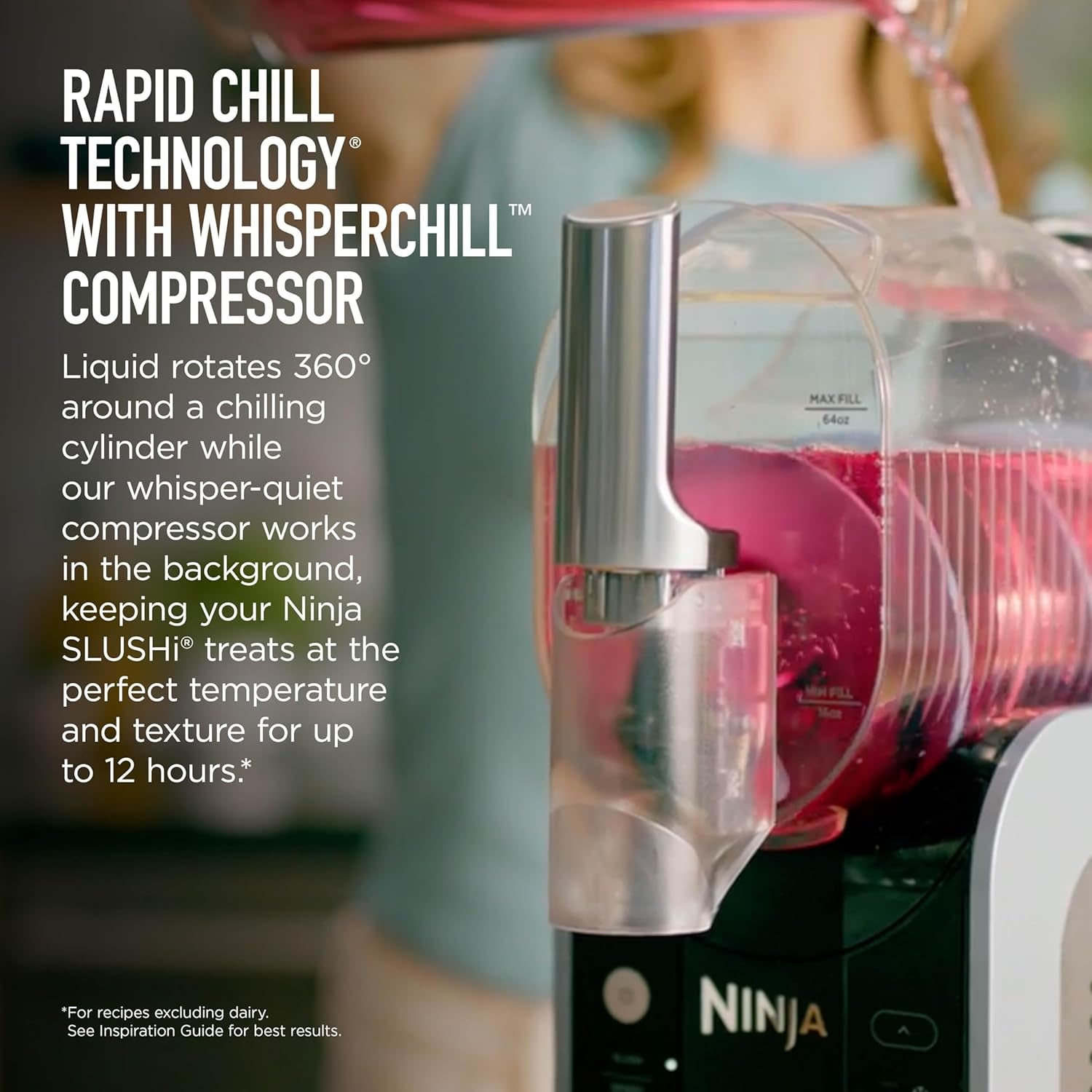 Ninja Slushi Professional Drink Maker, 7+ Servings, Black, FS301 | No Ice Needed, 5 Preset Programs, Rapid Chill Technology, 7+ Servings, 88-Oz Easy-Fill Vessel, Dishwasher Safe Parts