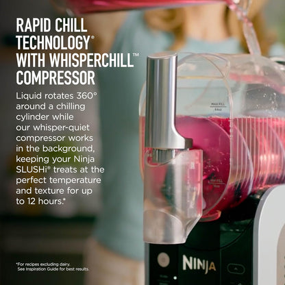 Ninja Slushi Professional Drink Maker, 7+ Servings, Black, FS301 | No Ice Needed, 5 Preset Programs, Rapid Chill Technology, 7+ Servings, 88-Oz Easy-Fill Vessel, Dishwasher Safe Parts